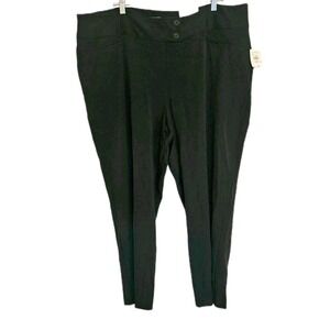 Rafaella Curvy Slacks Size 22 Black Ankle Flat Front Tapered NWT‎